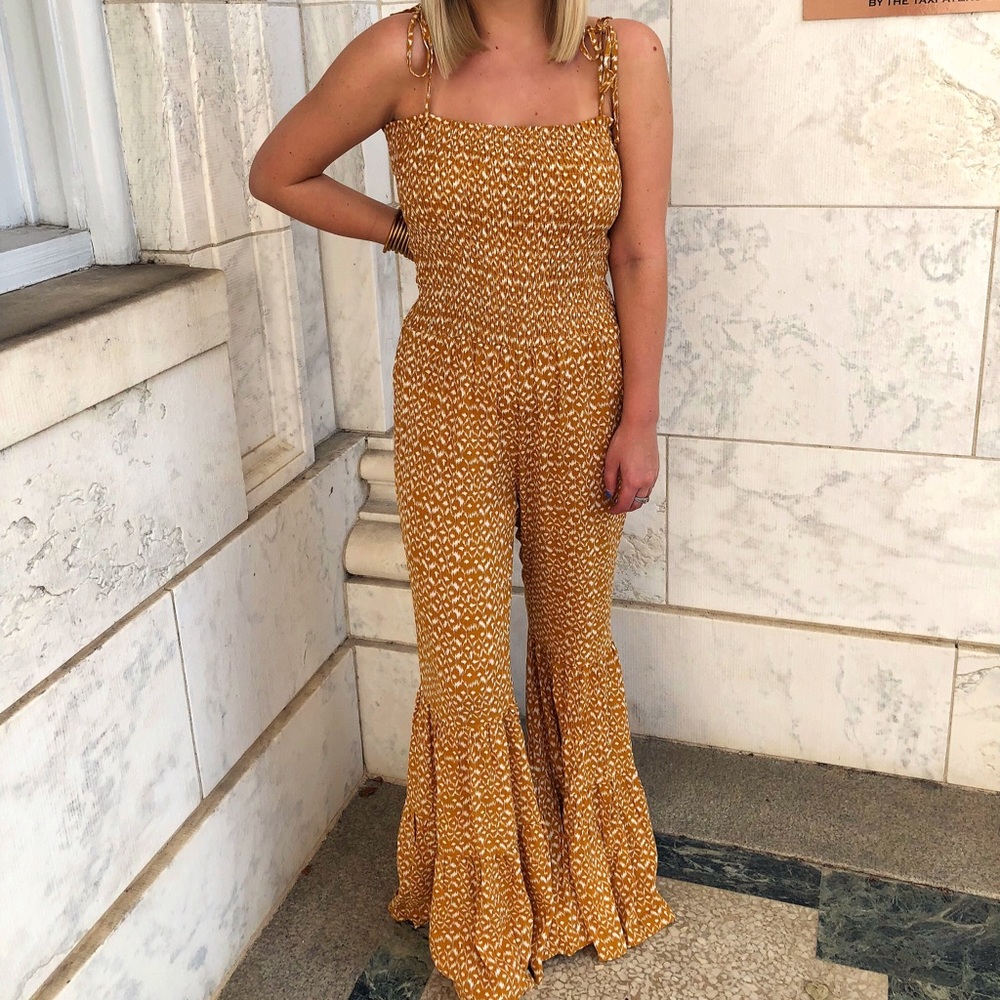 Mustard Smocked Jumpsuit